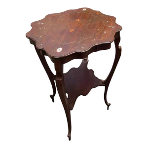 Art Nouveau Mahogany Center Table With Inlaid Satinwood and Mother of Pearl