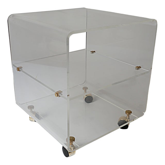 Side Table on Casters in Acrylic Glass by David Lange, 1970s For Sale