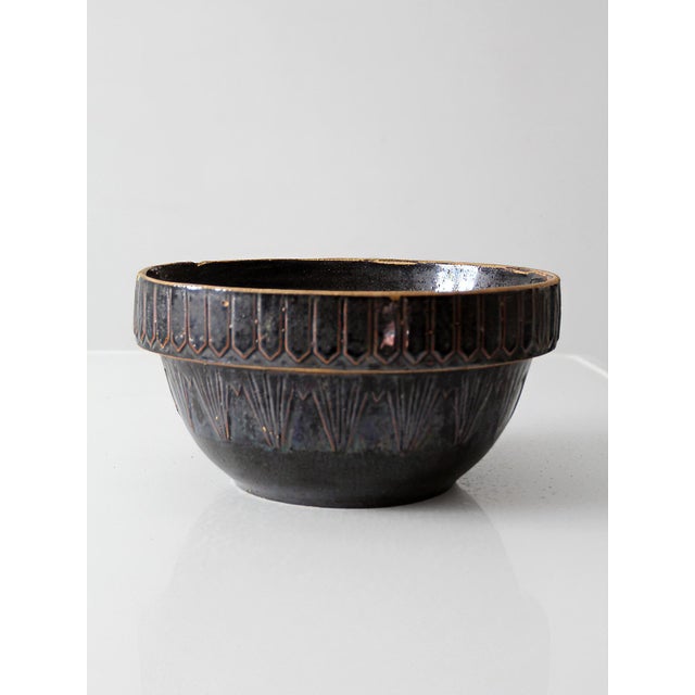 Antique Dark Brown Glazed Stoneware Bowl For Sale - Image 6 of 13
