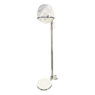 Italian Chrome Floor Lamp with Glass Globe, 1970s For Sale