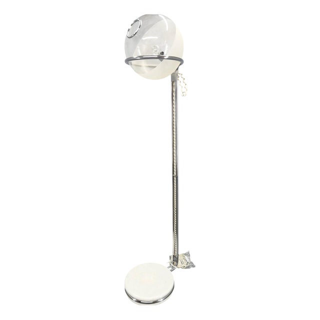 Italian Chrome Floor Lamp with Glass Globe, 1970s For Sale
