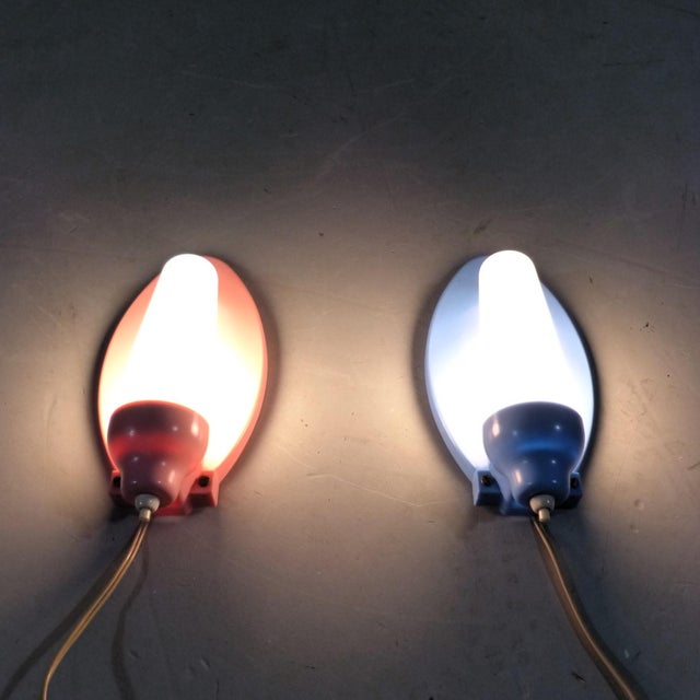 Pink & Blue Wall Lamps, 1950s, Set of 2 For Sale - Image 9 of 18