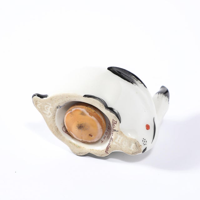 White Art Deco Porcelain Bunny Salt Shaker Signed by Marcel Sandoz for Limoges For Sale - Image 8 of 12