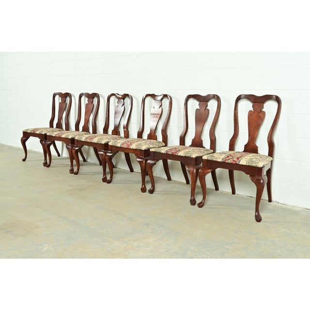 Baker Furniture Company Baker Furniture Style Queen Anne Solid Cherry Wood Dining Chairs, Set of Six For Sale - Image 4 of 12