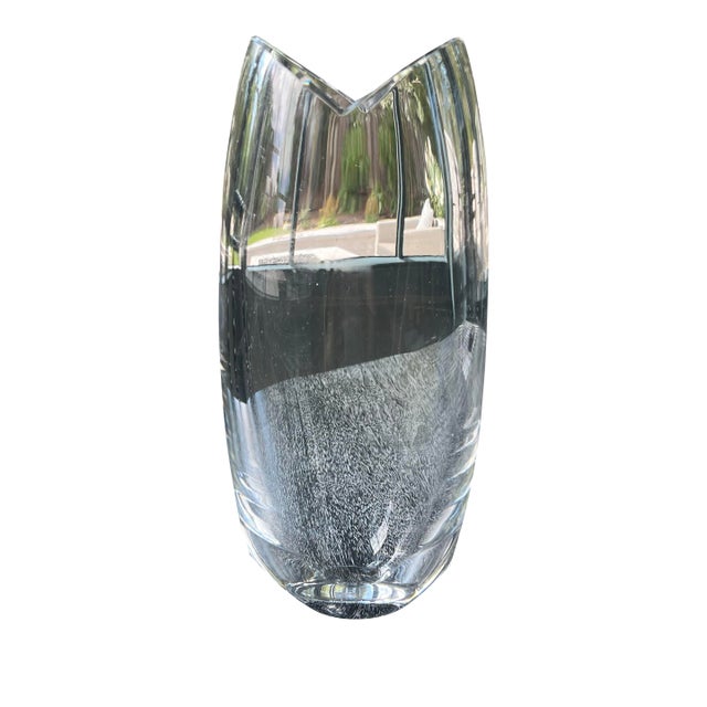 Heavy Kosta Boda Tulip Crystal Vase Signed B Edenfalk For Sale