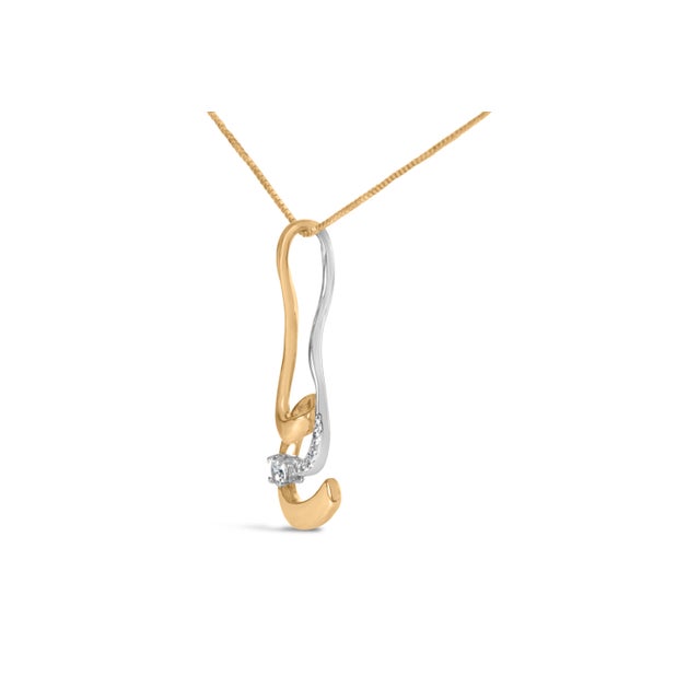 Contemporary Espira 10K Two-Tone Gold 1/10 cttw Round Cut Diamond Swirl Pendant Necklace (I-J, I2-I3) For Sale - Image 3 of 5