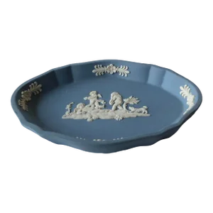 1970s Vintage Wedgwood Blue Jasperware Dish
