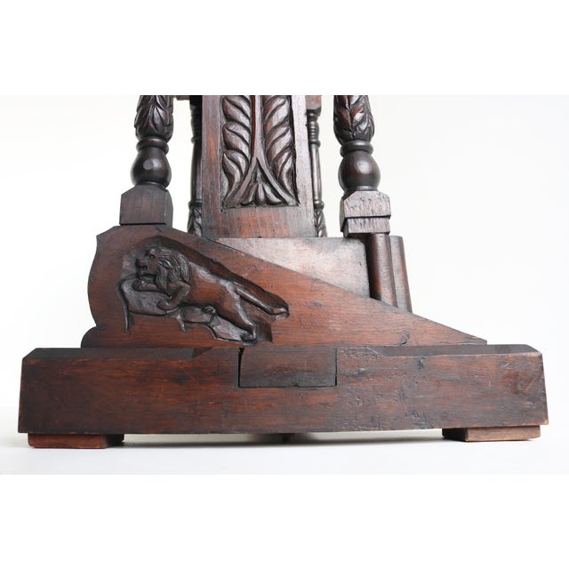 Antique 19th Century Gothic Revival Oak Lectern Book Stand, 1890s For Sale - Image 9 of 18