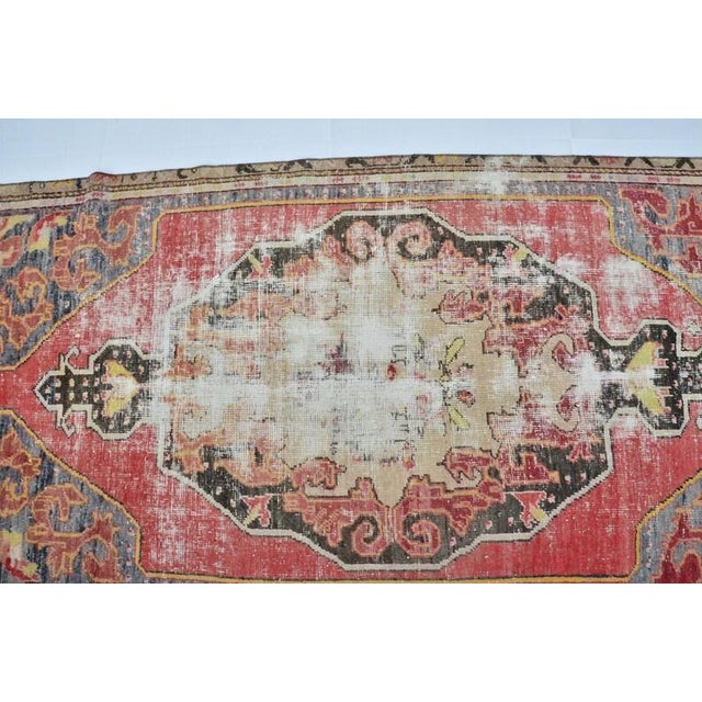 Burgundy Oushak Anatolian Runner Rug For Sale - Image 8 of 10