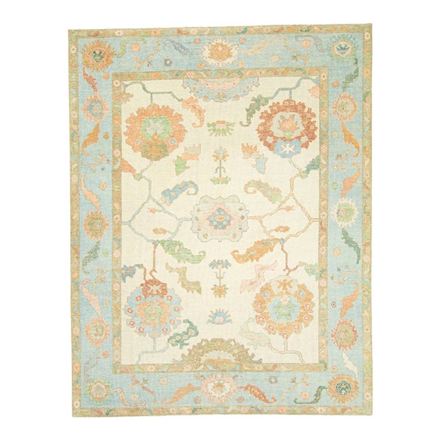 Turkish Oushak Rug 9'3" x 11'10" For Sale