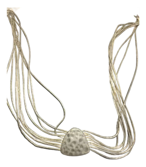 1990s Silapada Multi Strand Liquid Silver Necklace With Hammered Sterling Silver Pendant