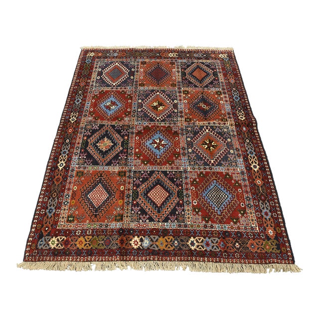 Yalameh Rug 5' X 6'6'' Multicolor Wool Vintage Tribal Hand-Knotted Carpet For Sale
