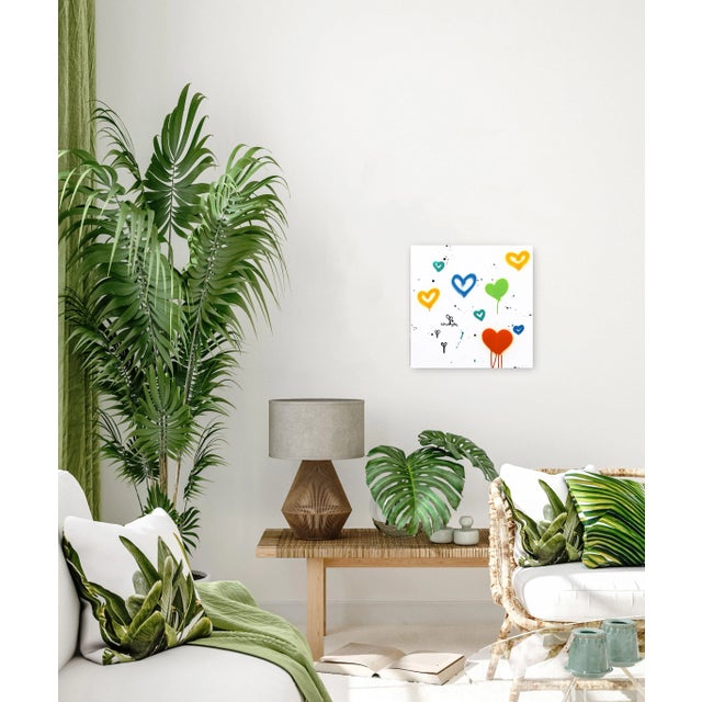 Textile Playful Graffiti Painting Street Art "Golden Hearts" Original Artwork by Amber Goldhammer For Sale - Image 7 of 10