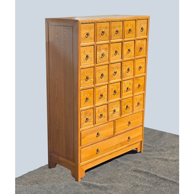 Chinese 19th Century Style Asian Chinese Apothecary Cabinet W 28 Drawers 50" Tall For Sale - Image 3 of 12