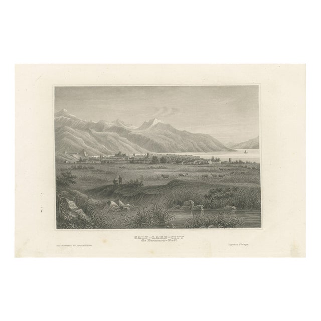 Joseph Meyer and Hermann Meyer, Salt Lake City Mormon Settlement, 1850, Steel Engraving For Sale
