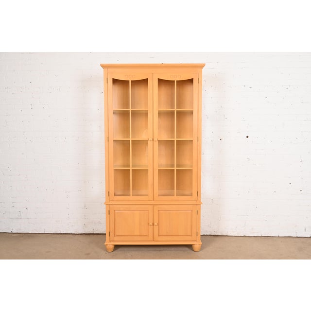 Ethan Allen Arts & Crafts Shaker Maple Lighted Bookcase Cabinet For Sale - Image 11 of 11