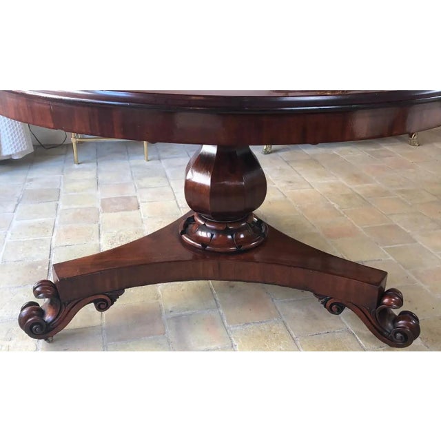 Victorian 49" English Georgian Center Table, 19th Century Round Mahogany Pedestal Table For Sale - Image 3 of 16