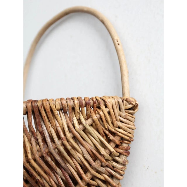 Brown Vintage Woven Wall Basket For Sale - Image 8 of 13