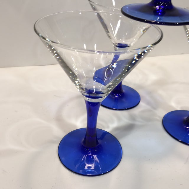 Vintage French Blue Stemmed Crystal Martini Glasses Set of 4 Chairish