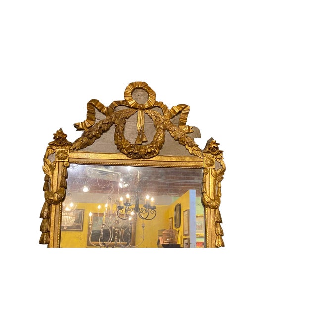 French Provincial Louis XVI Period Gilt Wood and Polychrome Provincial Mirror For Sale - Image 3 of 9
