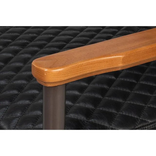 Wood Mid-Century Modern Black Leather Armchair For Sale - Image 7 of 12