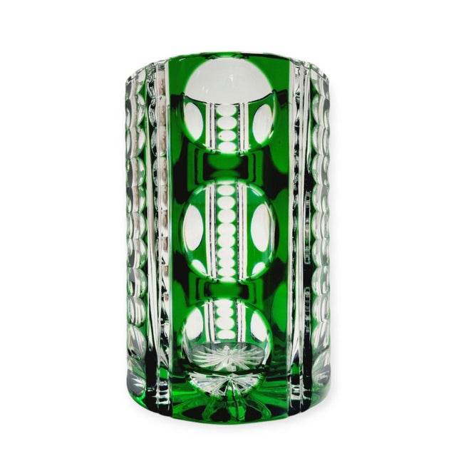 Tinted Emerald Green Lead Crystal Vase, 1970s For Sale - Image 10 of 10