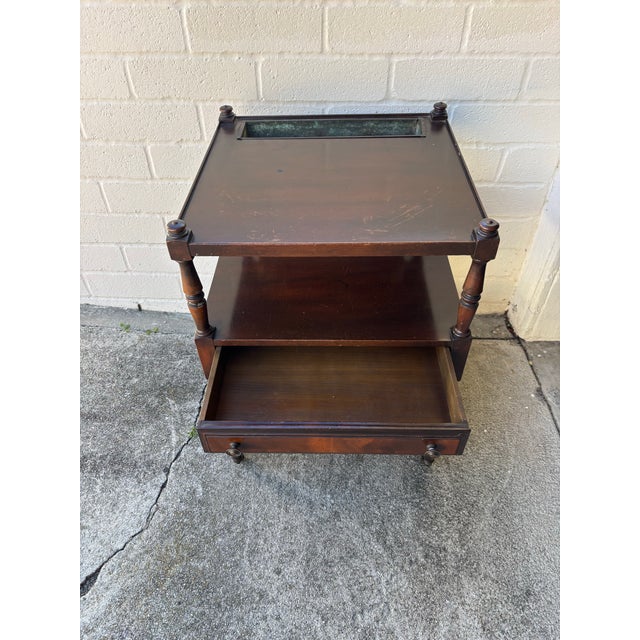 Wood Antique Mahogany Three-Tier Serving Trolley / Whatnot / Étagère For Sale - Image 7 of 8