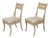 Pair of Midcentury Faux Bamboo Side Chairs with Saber Legs and New Upholstery For Sale