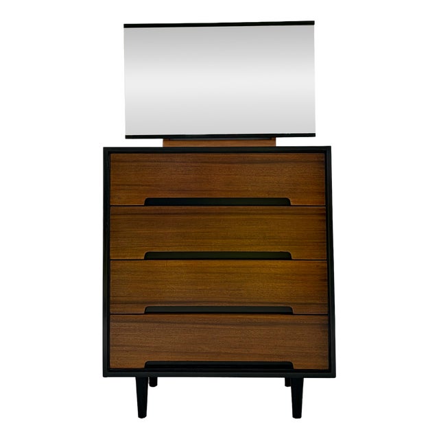 Walnut C Range Chest of Drawers with Mirror by John & Sylvia Reid for Stag, 1950s For Sale