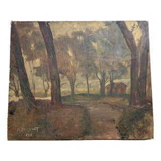 Alexis Boissonnet, Landscape with Forest, Late 1800s-Early 1900s, Oil on Canvas For Sale