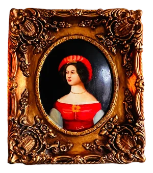 Lady Portrait, Painting on Wood, Framed