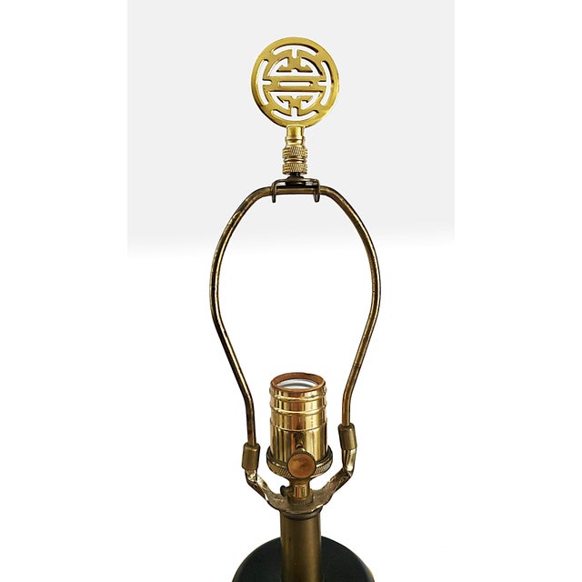 Lamp Vintage Chinese Imperial Yellow Crackled Porcelain & Shade For Sale - Image 16 of 17