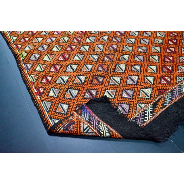 Vintage Turkish Orange Kilim Rug For Sale - Image 10 of 11