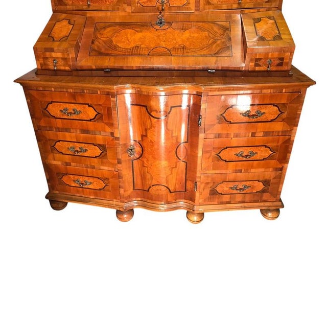 Baroque Antique Baroque Walnut Marquetry Secretaire, 1750 For Sale - Image 3 of 6
