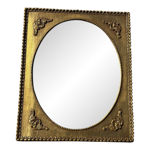 Antique Small Hollywood Regency Gold Gilt Wall Mirror With French Ornamentation