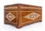 Late 20th Century Large Solid Teak Inlaid Jewlery Box w/ Geometric & Floral Motifs For Sale - Image 10 of 12