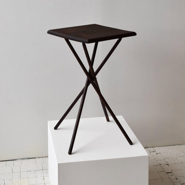 Campaign Antique Splayed Leg Wood Table, Circa 1910s For Sale - Image 3 of 12