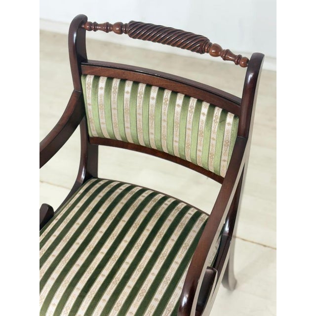 Wood Upholstered Mahogany Dining Armchairs, Set of 2 For Sale - Image 7 of 14