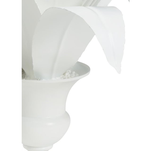 Tole planter with leaves painted white