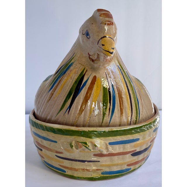 This is a charming Tonala or San Pedro Tlaquepaque casserole beautiful and rustic hand-made and hand-painted low-fire...