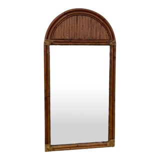 1970's Waterfall Rattan Arch Mirror Manner of Gabriela Crespi For Sale