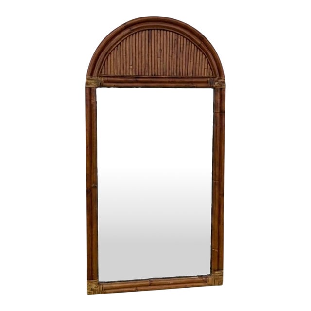 1970's Waterfall Rattan Arch Mirror Manner of Gabriela Crespi For Sale