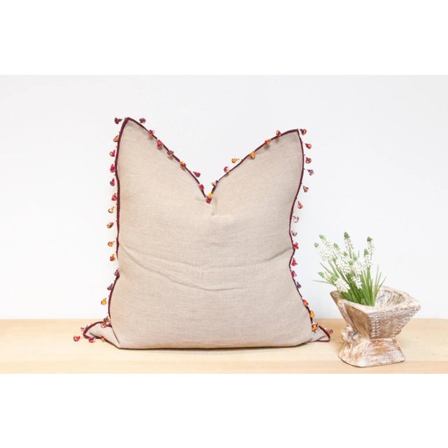 Glass Keya Rajasthani Embroidered Decorative Pillow For Sale - Image 7 of 8