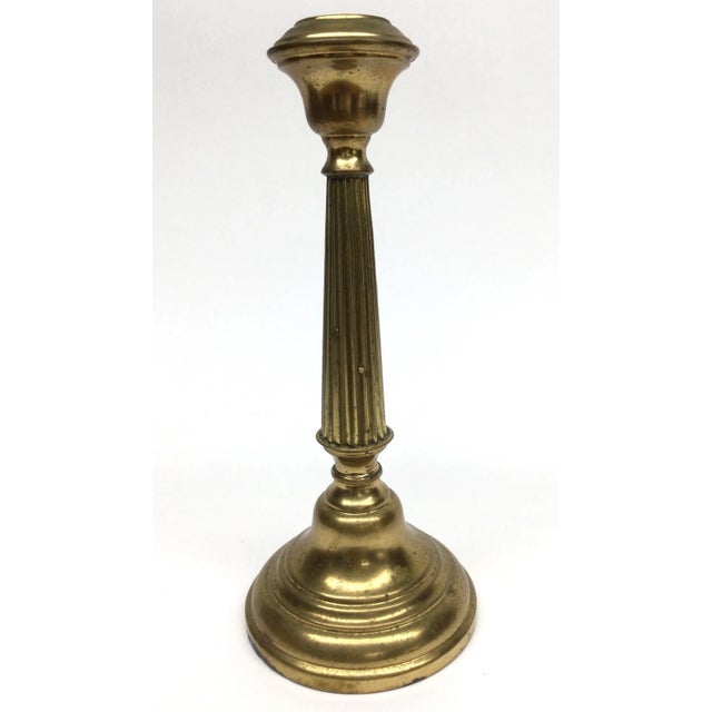 1930s Brass Heavy Base Single Candle Holder For Sale - Image 10 of 10