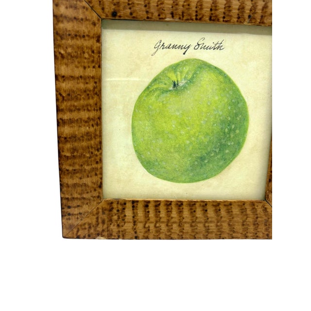Rustic Vintage Apple Art Prints Framed Birdseye Maple Faux Painted Wood - A Set For Sale - Image 3 of 10