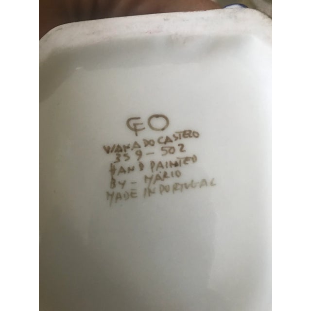 Vintage Blue and White Porcelain Viana Do Castelo, Portugal Hand Painted Pitcher For Sale - Image 10 of 11