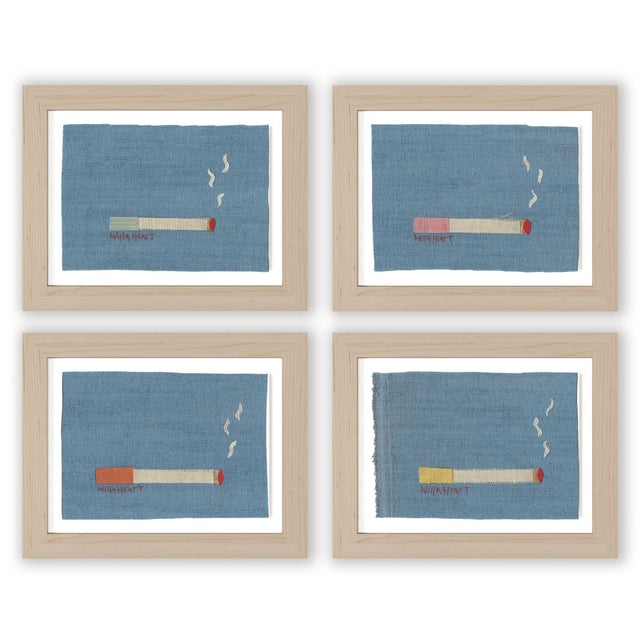 Lorraine, Sabrina, Milded, and Ruth Cigarette Pack by Willa Heart in Natural Frame, Set of 4 Mini Art Prints For Sale