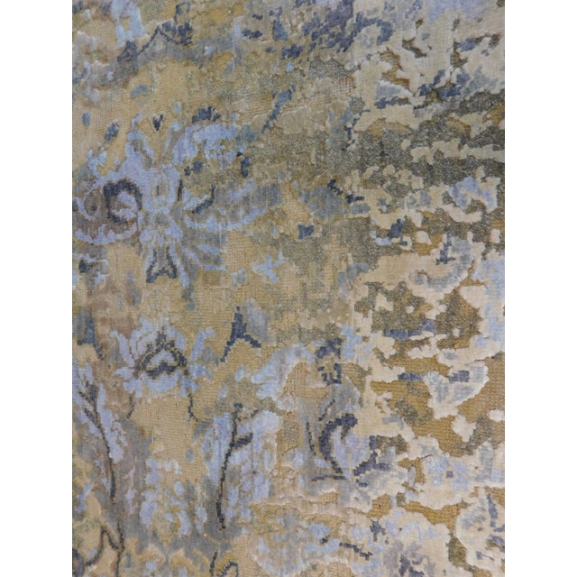 Rare and One-of-a-Kind Hand Knotted Rug With High and Low Texture in Wool and Real Silk. 9'x 12'1" For Sale In Los Angeles - Image 6 of 18