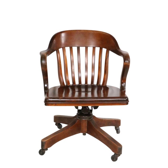 Early 20th Century Classic Bank of England Jury Style Swivel Tilt Office Desk Chair by Sikes For Sale - Image 10 of 14