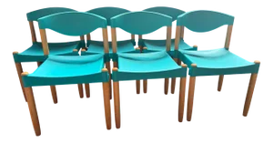 Strax Chairs in Turquoise by Hartmut Lohmeyer for Casala, 1981, Set of 6